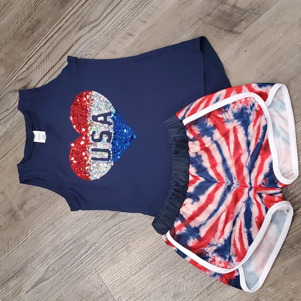 Urban Smalls/City Streats USA Red, White & Blue Matching Shorts & Tanktop Size 6